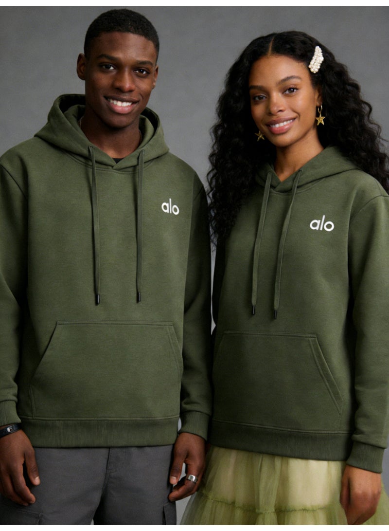 Alo Super Dalian hoodie sweater-minimalist logo pullover with kangaroo pocket, unisex sports leisure and daily leisure, retro color fashion top. - Image 5